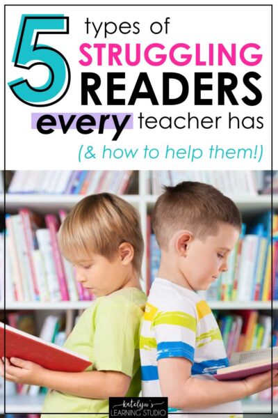 Two boys reading books showing different types of struggling readers in elementary classroom
