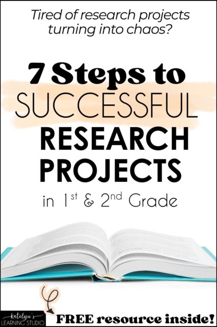 7 steps to successful animal research projects in 1st and 2nd grade Pinterest pin with leveled passages and flipbook report